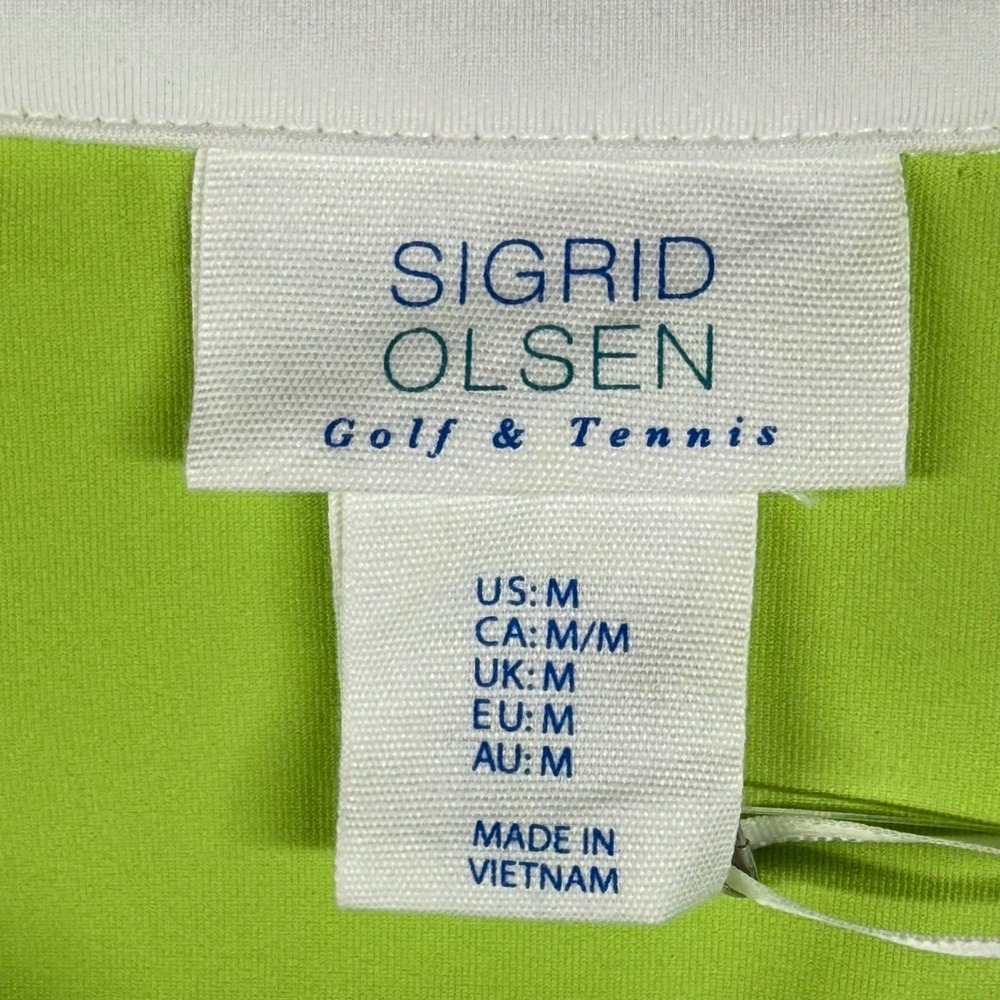 Sigrid Olsen Golf Tennis Sleeveless Polo Top NWT UPF 50 Lime Green Athletic Med - Picture 5 of 12